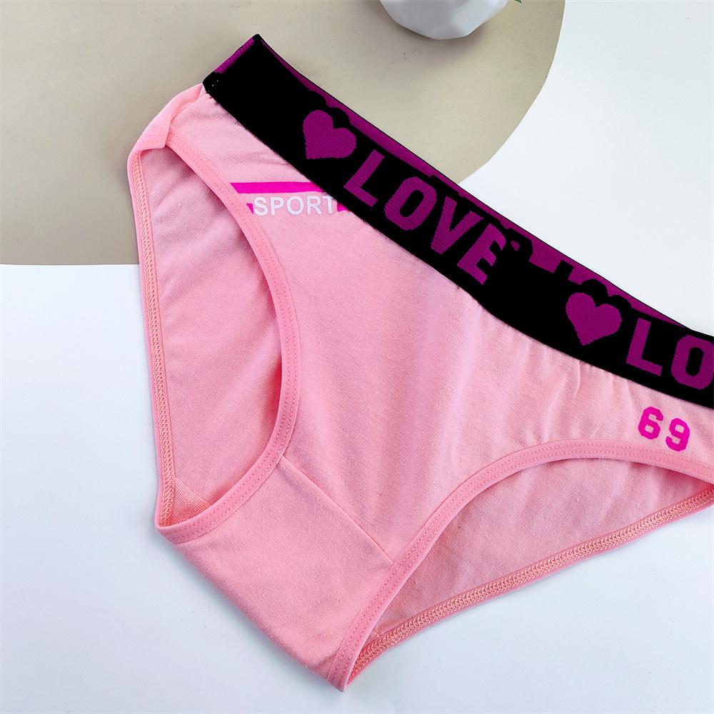 6Pcs Sweet Heart Cotton Panties Women High Quality Cute Cartoon Female Girls Briefs Breathable Mid-waist Ladies Sexy Underpants