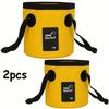 2pcs Collapsible Bucket Camping Water Storage Container Portable Folding Wash Basin For Traveling Hiking Fishing Boating Garden