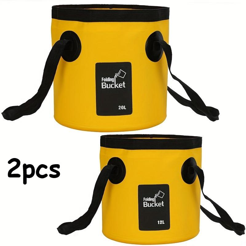 

2pcs Collapsible Bucket Camping Water Storage Container Portable Folding Wash Basin For Traveling Hiking Fishing Boating Garden жёлтый