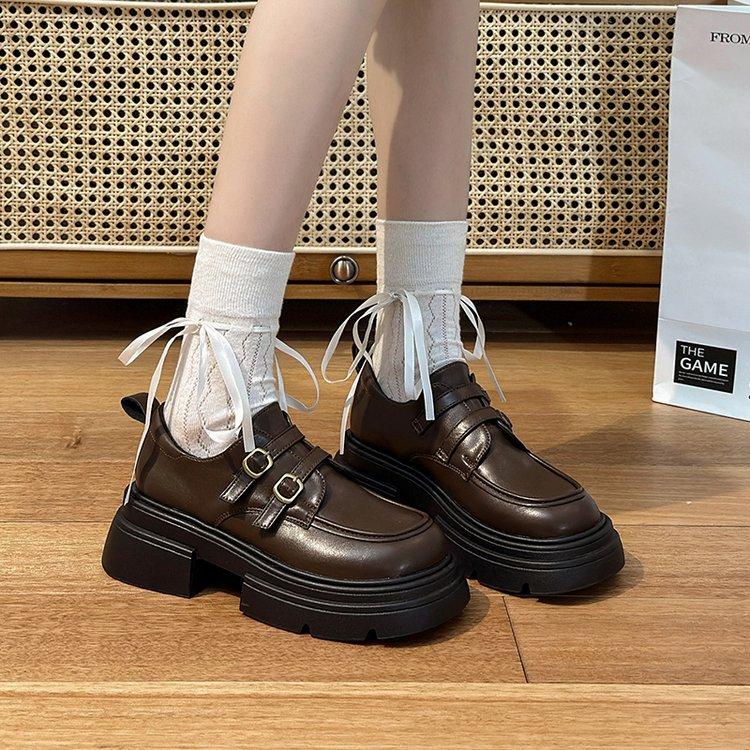 

Retro British style brown small leather shoes women s 2025 autumn and winter new Japanese jk single shoes versatile platform loafers 40