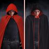 On Hand Hooded Cape Adult Unisex Long Cloak Black Red Halloween Costume Dress Coats