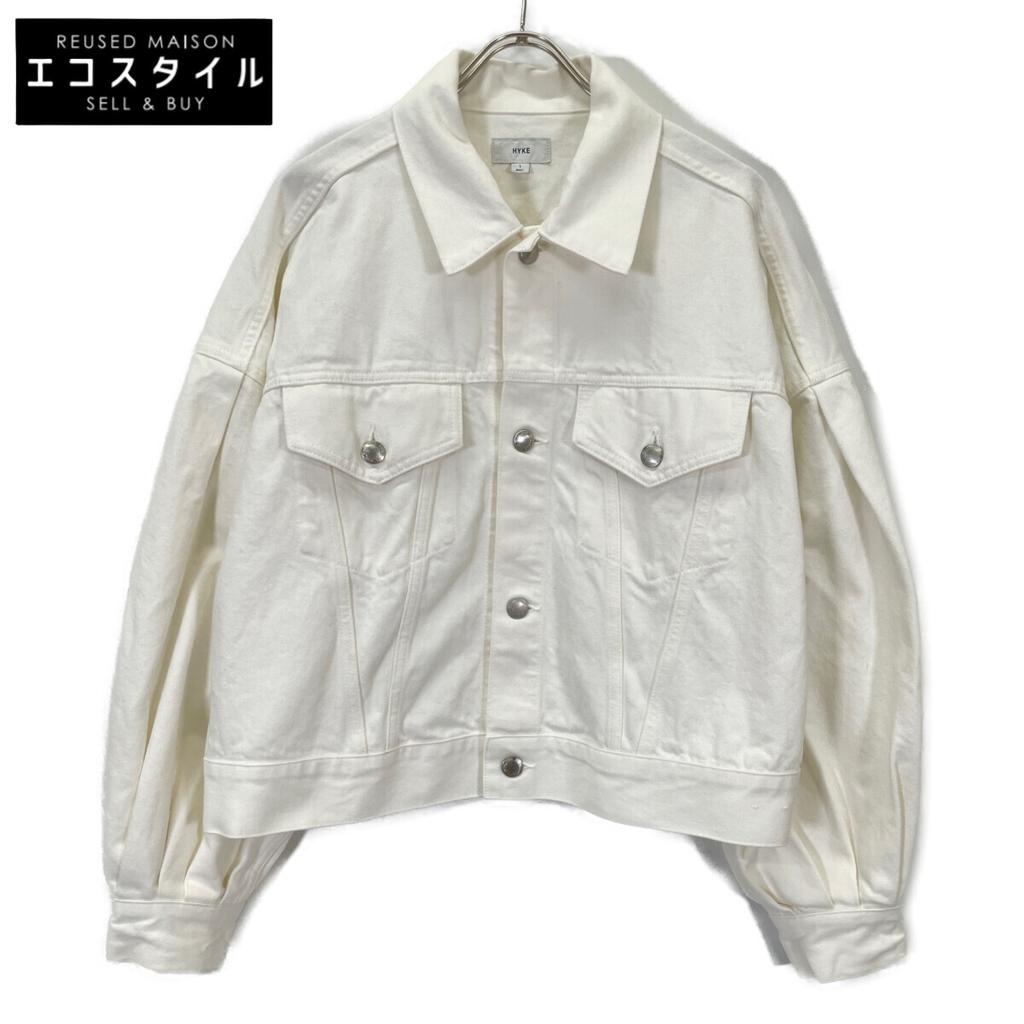 HYKE 241-17436 White BALLOON SLEEVE TWILL JACKET Jacket 1 whiteUsed
