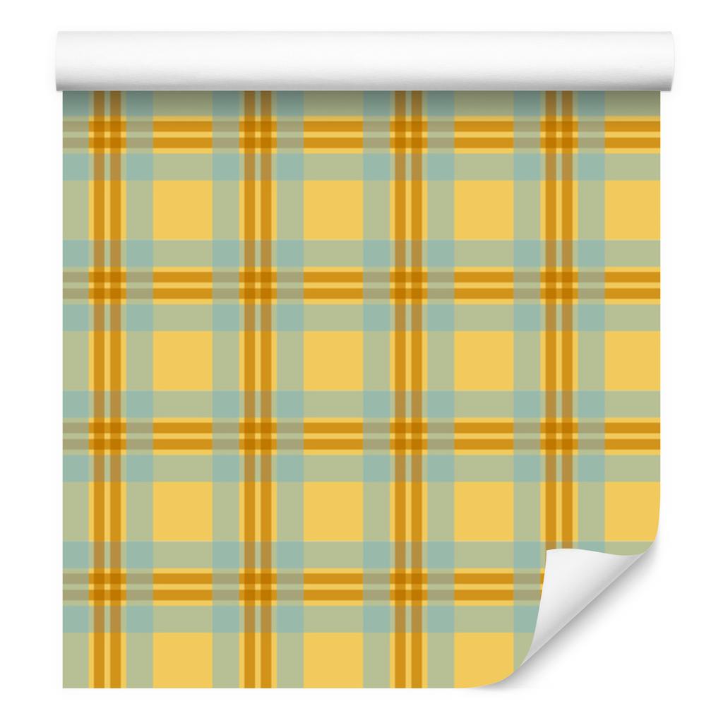 Yellow and blue checkered wallpaper, gold and yellow, for the living room and bedroom, 50x1000