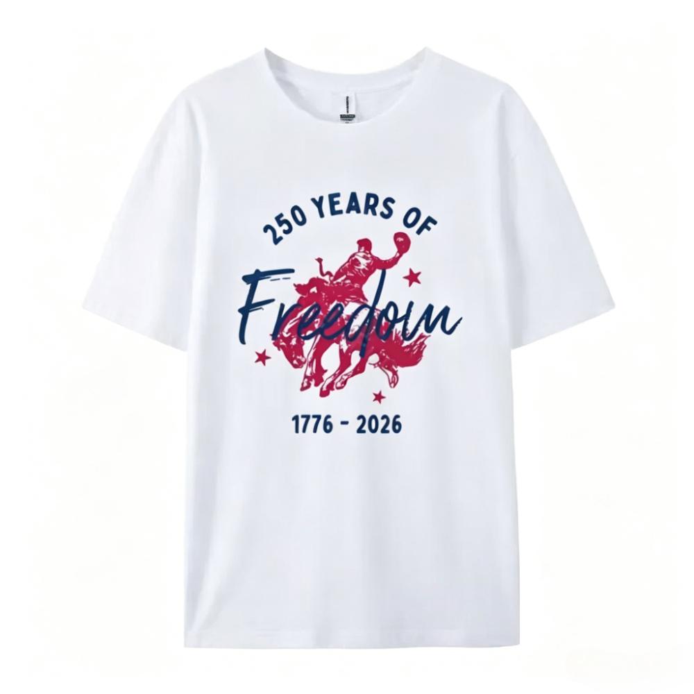 250 Years Of Freedom Graphic Tee 17762026 Western Bucking Horse Shirt Fourth Of July Tee Patriotic Cowgirl Unisex Tshirt Gift
