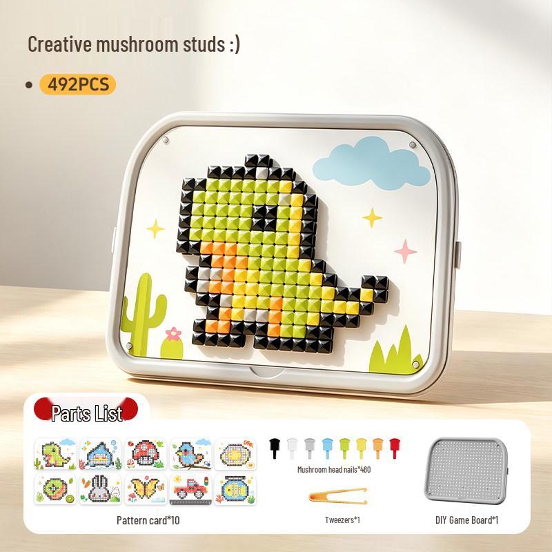 DIY 3D Mushroom Peg Puzzle Storage Box: Educational Building Blocks for Early Learning and Creativity