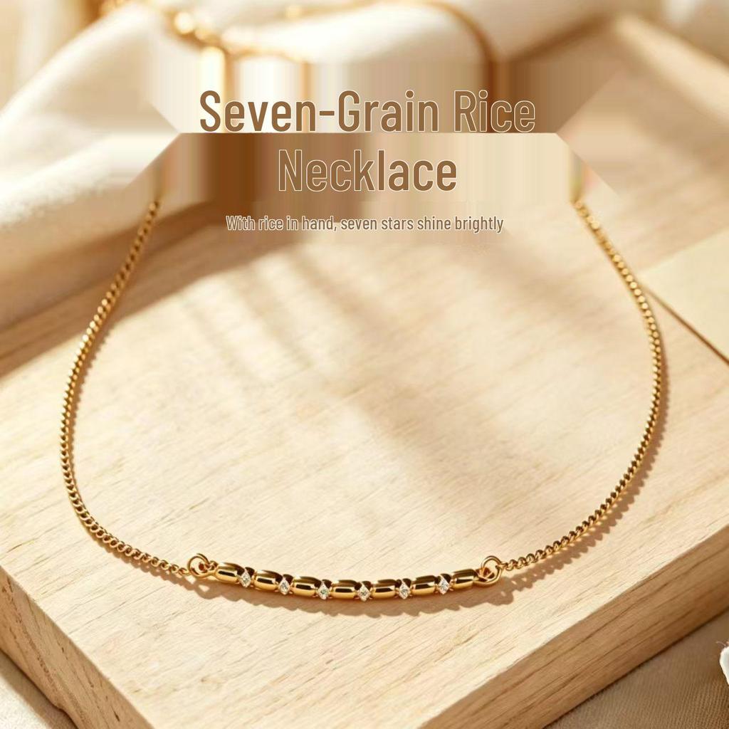 Seven Grains Women's Bracelet: Light Luxury, Diamond Inlaid, Fortune-Attracting, Gold-Toned, Unique Design, Radiant Seven Stars