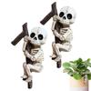 2pcs Halloween Skull Embrace The Branches Decorations Skull Spooky Courtyard Flowerpot Decor Resin Skull Statue Pendant