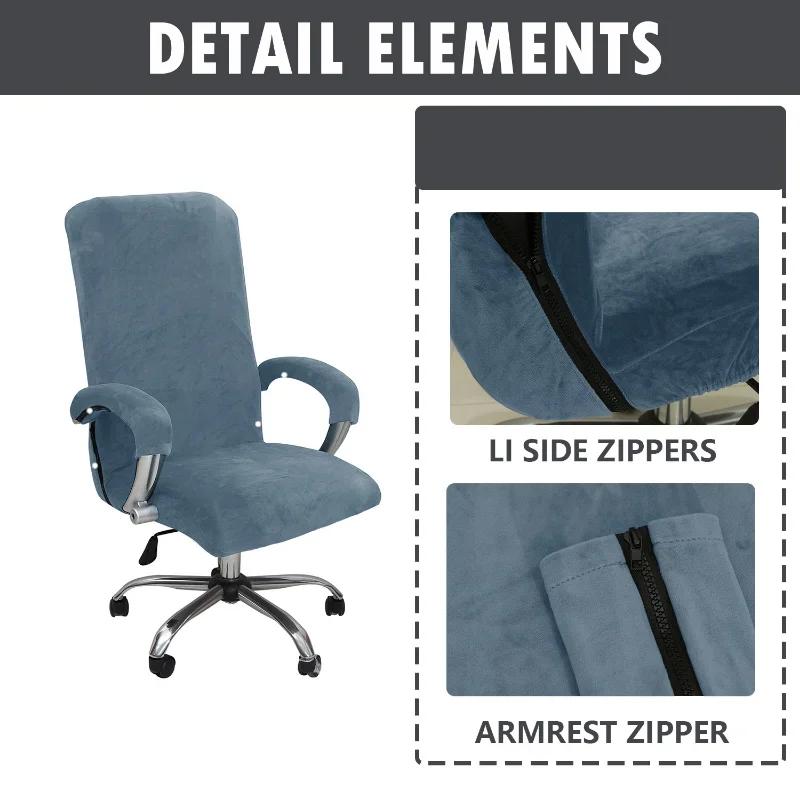 New Velvet Office Computer Desk Chair Covers Armchair Protector Black High Quality House Chaise Includ Armrest Gamer Covers