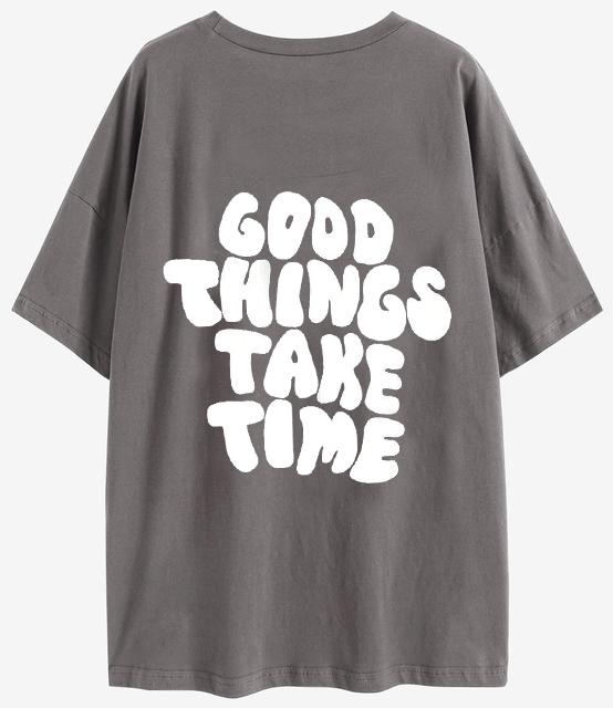Good Things Take Time Funny Letter Graphic Women's Knitwear Fashion Clothing Cotton Top Fashion Summer T-shirt Plus Size T-shirt