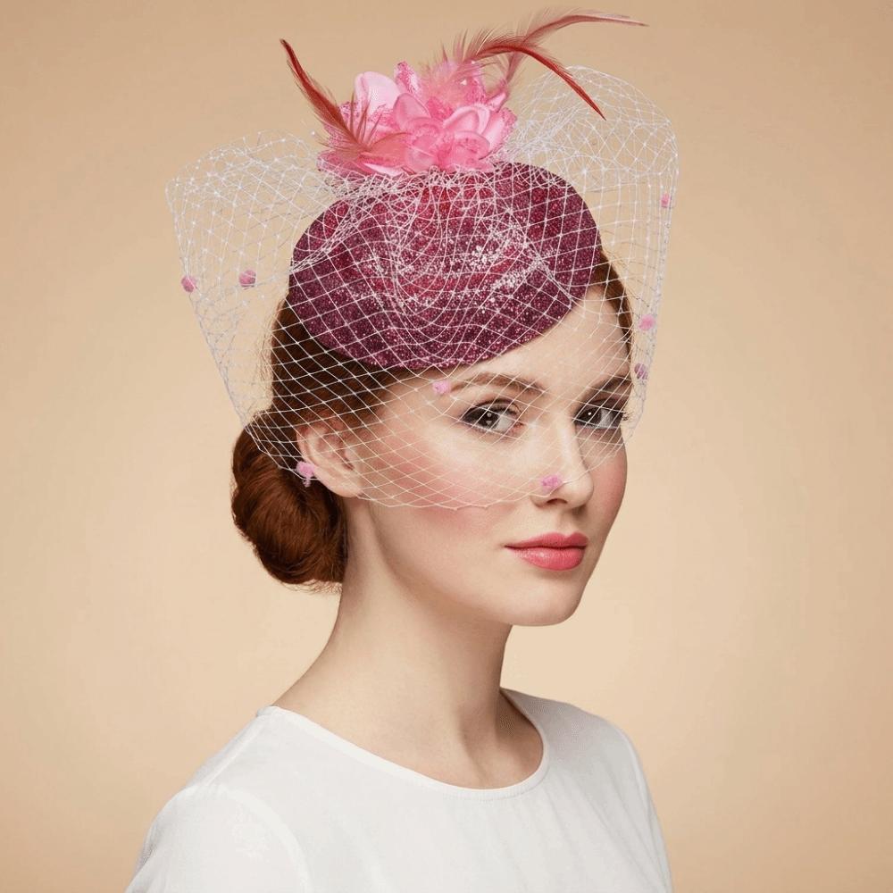 Solid Color Bridal Headdress Wave Point Hair Clip Hat Temperament Small Top Hat Women