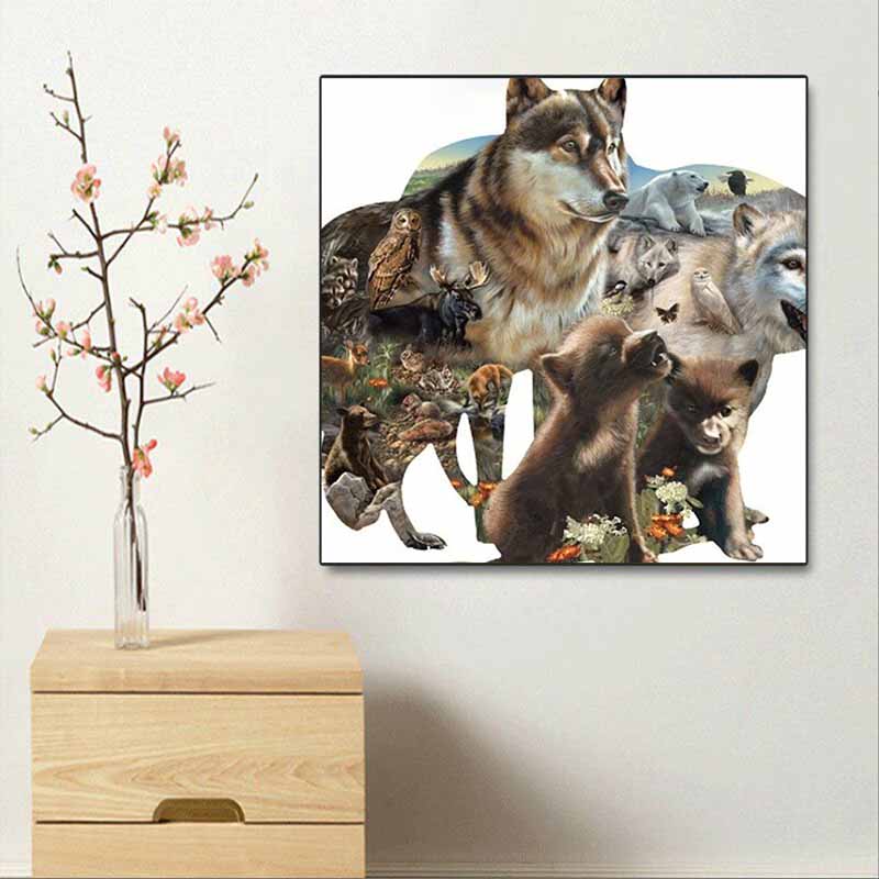New Arrival 5D DIY Full Circle Diamond Painting "Wolf" Embroidery Cross Stitch Home Decor Gift
