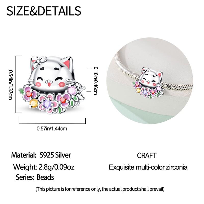 925 Sterling Silver Bouquet of Flowers Cat Swallow Snail Butterfly Pendant Charms Beads Fit Bracelet DIY Birthday Jewelry Gift