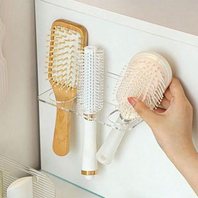 Wall Mounted Adhesive Hairbrush Holder Organiser Sturdy Waterproof Design For Kitchen