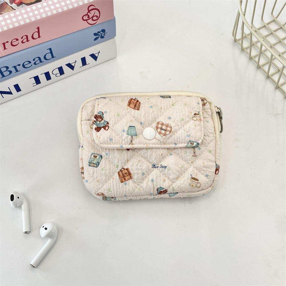 Multifuctional Mini Canvas Coin Purse Korean Style Sanitary Napkin Storage Bag Cute Wallet  Travel