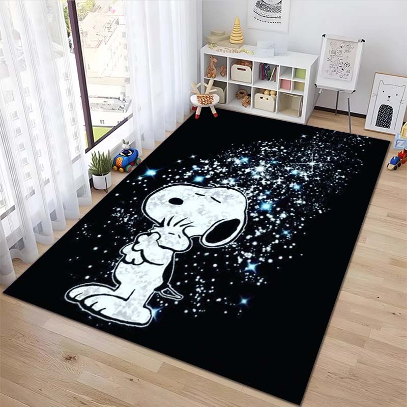 Rug with a Snoopy cartoon print, non-slip and stain-resistant, perfect for home decoration and as a gift for friends and family.