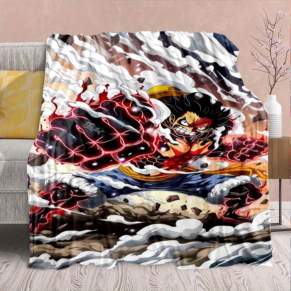 One Piece Anime Flannel Blanket - Soft Warm Perfect for Sofa, Bedding Camping Travel Office Home Decor -QJY