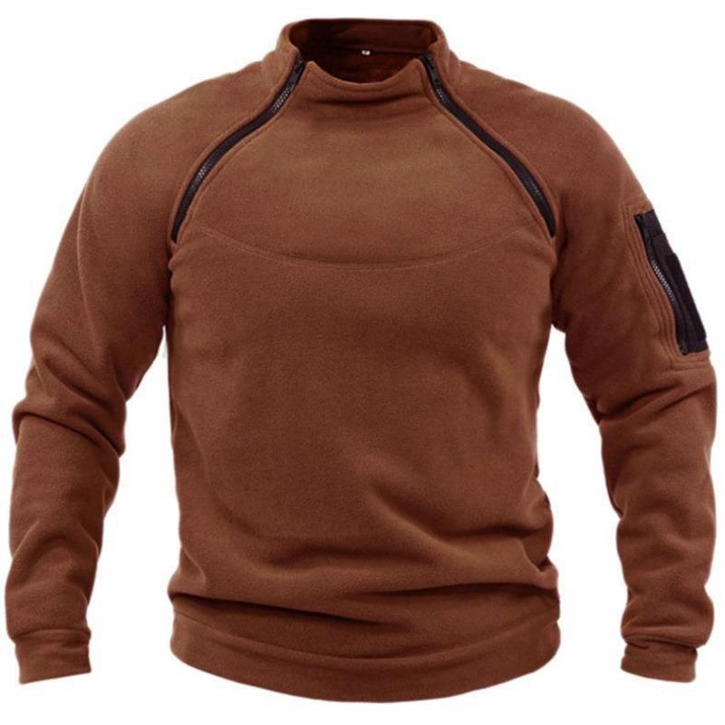Men Autumn Winter Stand Collar Sweatshirt Warm Loose Solid Color Breathable Tactical Men Clothing