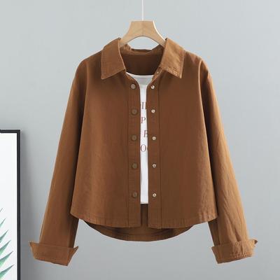 Kurze Damen Baumwoll-Denimjacke Frühling Herbst Damen Koreanisch Locker Joker Mantel Langarmhemd Cowboy Oberbekleidung