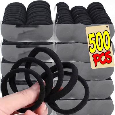 500 ks/sada Dámské Dívčí Základní Gumičky do Vlasů Jednoduché Jednobarevné Elastické Čelenky Vlasové Gumičky Sponky do Vlasů Držák na Ohon