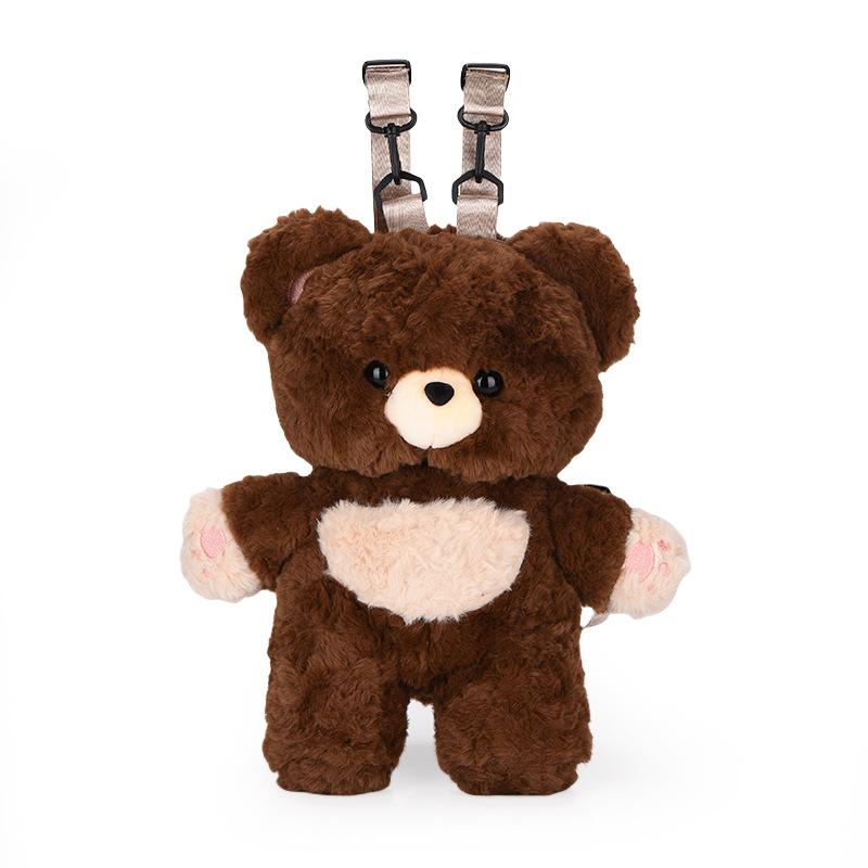 

Креативная сумка через плечо Мультяшный плюшевый рюкзак с животными Кавайные плюшевые сумки с мишками для детей коричневый