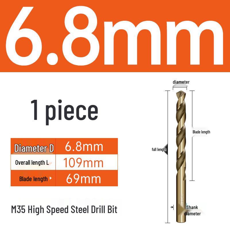 M35 Cobalt Twist Drill Bits Set for Stainless Steel, High Hardness, Straight Shank, Hand & Electric Drills