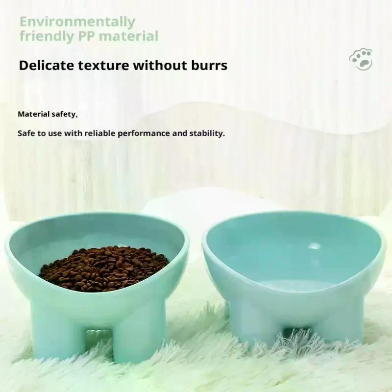 Elevated Cat Bowl with Stand Durable Plastic Pet Food And Water Dish Modern Neck-Friendly Design for Cats And Dogs