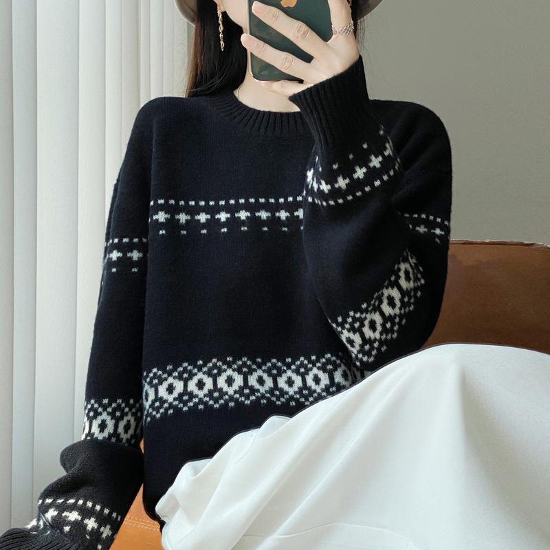 Women Sweater 100% Wool TIDENOVEL O-neck Knit Pullover Thick Winter Jumpers Female Knit Tops
