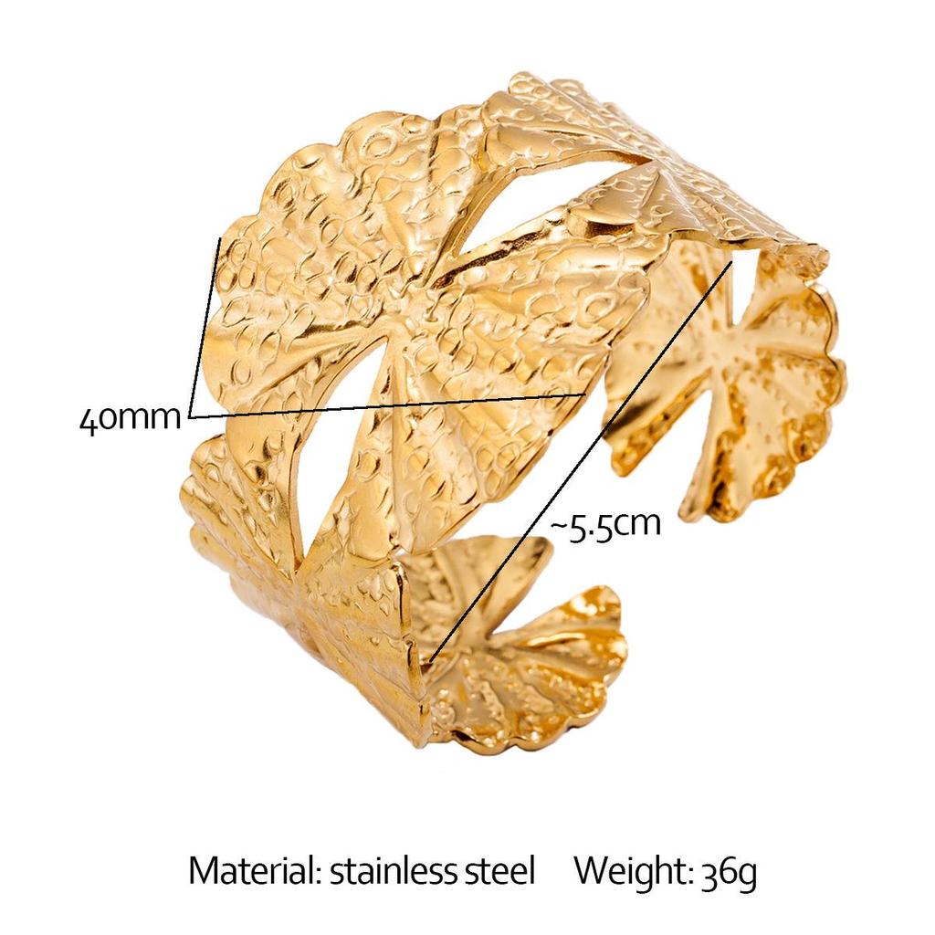 Exaggerated European and American Style Women's Gold-Plated Stainless Steel Hollow Bracelet