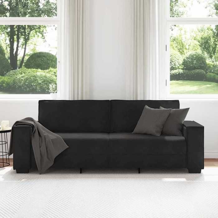 VidaXL Canapé à 3 places Noir 180 cm Velours, canapé, canapé trois places, canapé 3 places en velours, divan, canapé en 4105035
