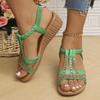 Summer New Flat-bottomed Rhinestone Fish Mouth Sandals Women's Large-size Women's Shoes