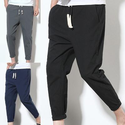 Calças masculinas simples hip hop confortável calças oversize cintura elástica com cordão calças oversize calças oversize para a vida diária