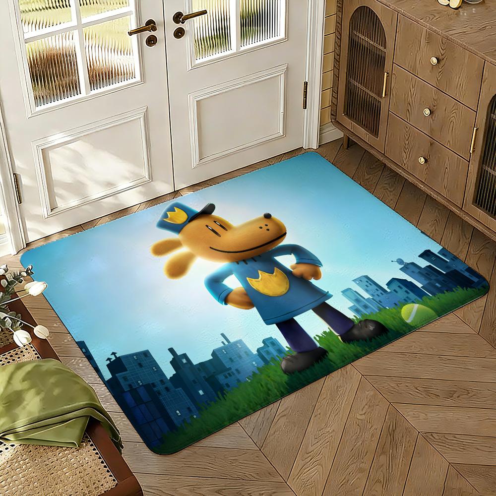 Cartoon D-Dog Man Floor Mat Soft Thickened Absorbent Non-Slip Bedroom Living Room Door Mat Home Decor Flannel Rugs