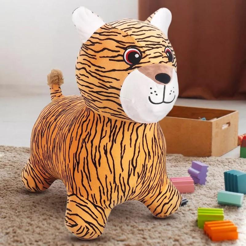 Inflatable Jumping Horse Toy Kids 4-6 Years Music Play Ride-On Animal Bouncer With Thick Plush Cover