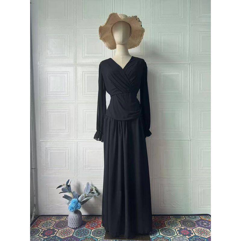 

Fashion Wind New Arrival Fashionable Fitted Long Sleeve Dress Temperament Long Dress Sexy Long Sleeved Dress Black M