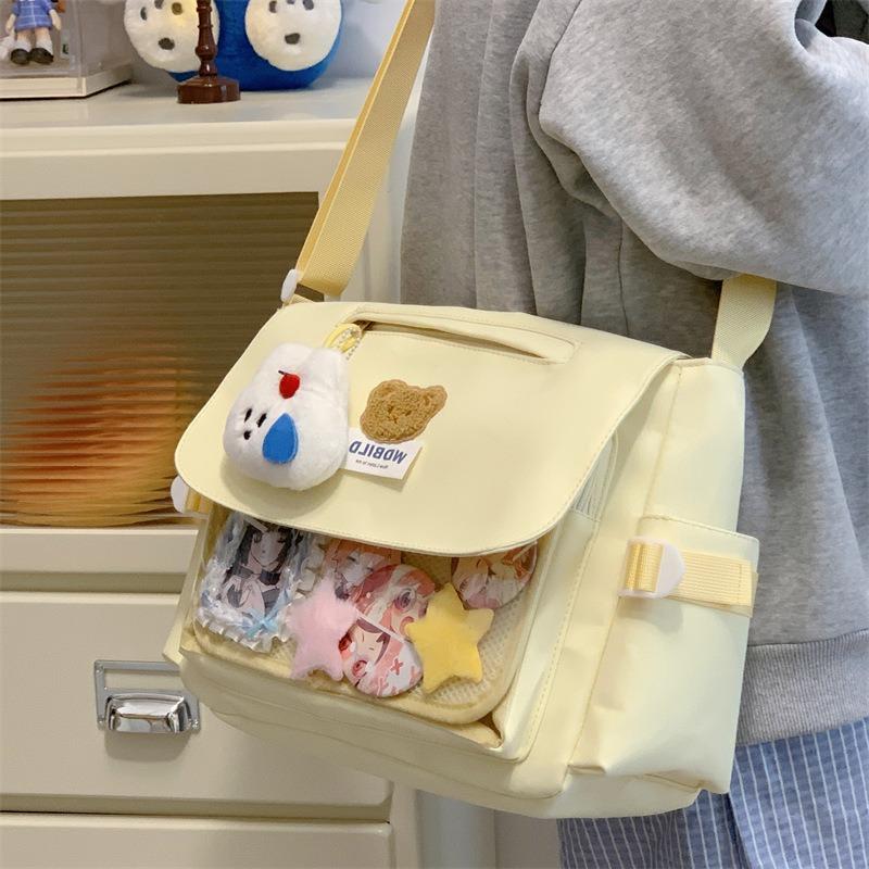 Japanese two-dimensional cute bear messenger bag female college style large-capacity messenger bag transparent millet bar pain bag