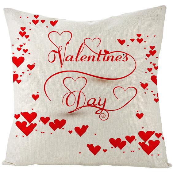 Home Pillowcase Valentine's Day Red Heart Print Series Polyester Pillowcase Cushion Cover