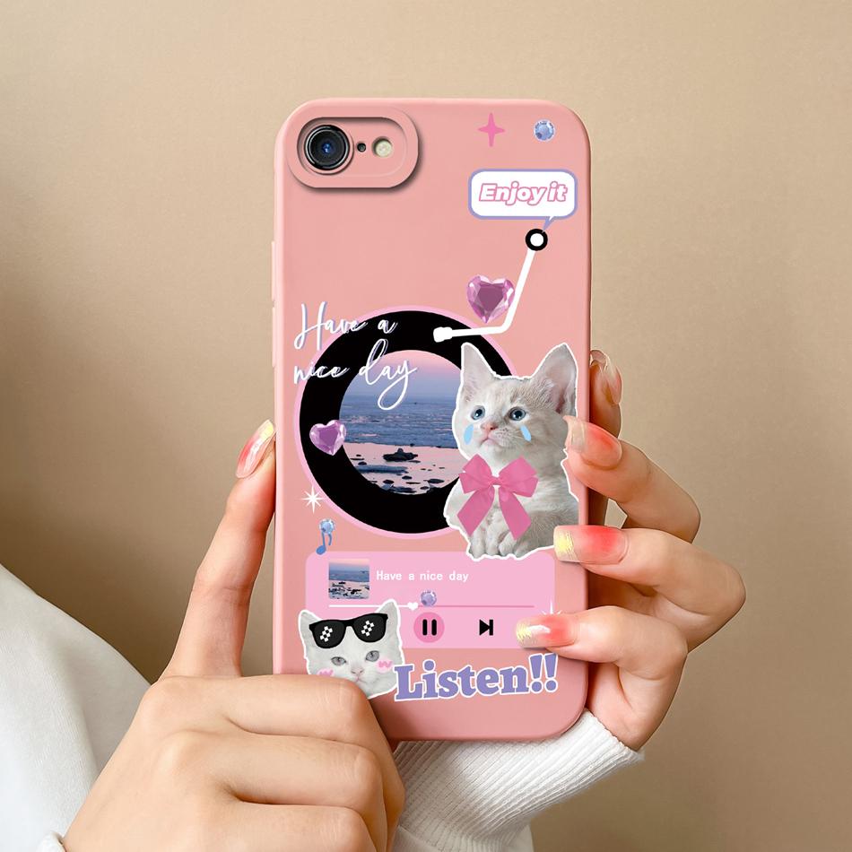 

For iPhone 7 8 Plus Case Cute Animals Phone Cover For iPhone 6 SE X XR XS Max Camera Protection Soft Liquid Silicone Back Covers iPhone SE (2020)