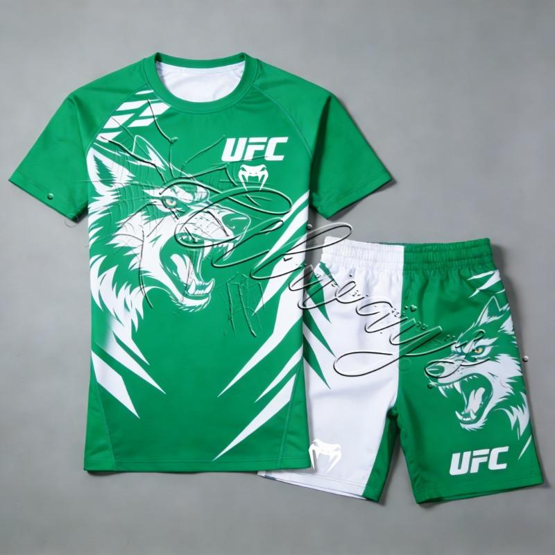 Summer New UFC MMA Sports Fitness Suit for Men and Women Fighting Sanda Boxing Enthusiasts Quick Drying Breathable Set