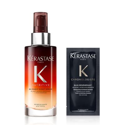 Magic Night Serum R Nighttime Hair Nutritive for Dry Includes a Sample Shampoo Kérastase 90ml, Serum, Hair, (Chronologiste 10ml)