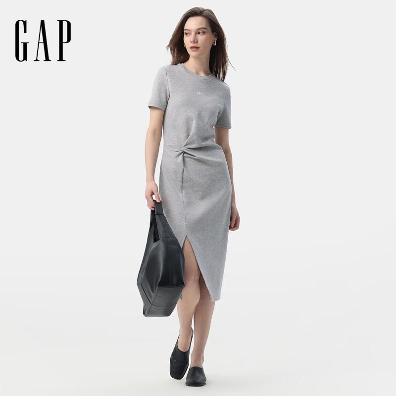 

Gap Women s Embroidered Logo Waist Knot Slit Midi Dress S
