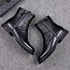 Men's High Top Boots Genuine Leather Boots British Style Business Boot Fashion Casual Dress Boot Plush Warm Winter Boots for Men