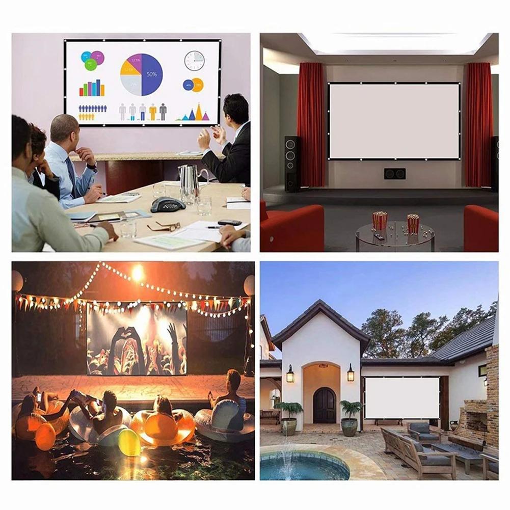 16:9 Simple Projector Curtain 60/72/84/100/120/150 Inch Home Theater Office 16:9 HD Display Projection Screen