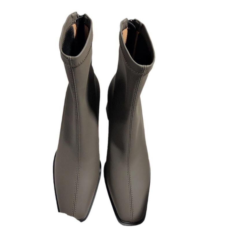 Super Temperament, New High-heeled Thin Elastic Simple Short Boots for Women