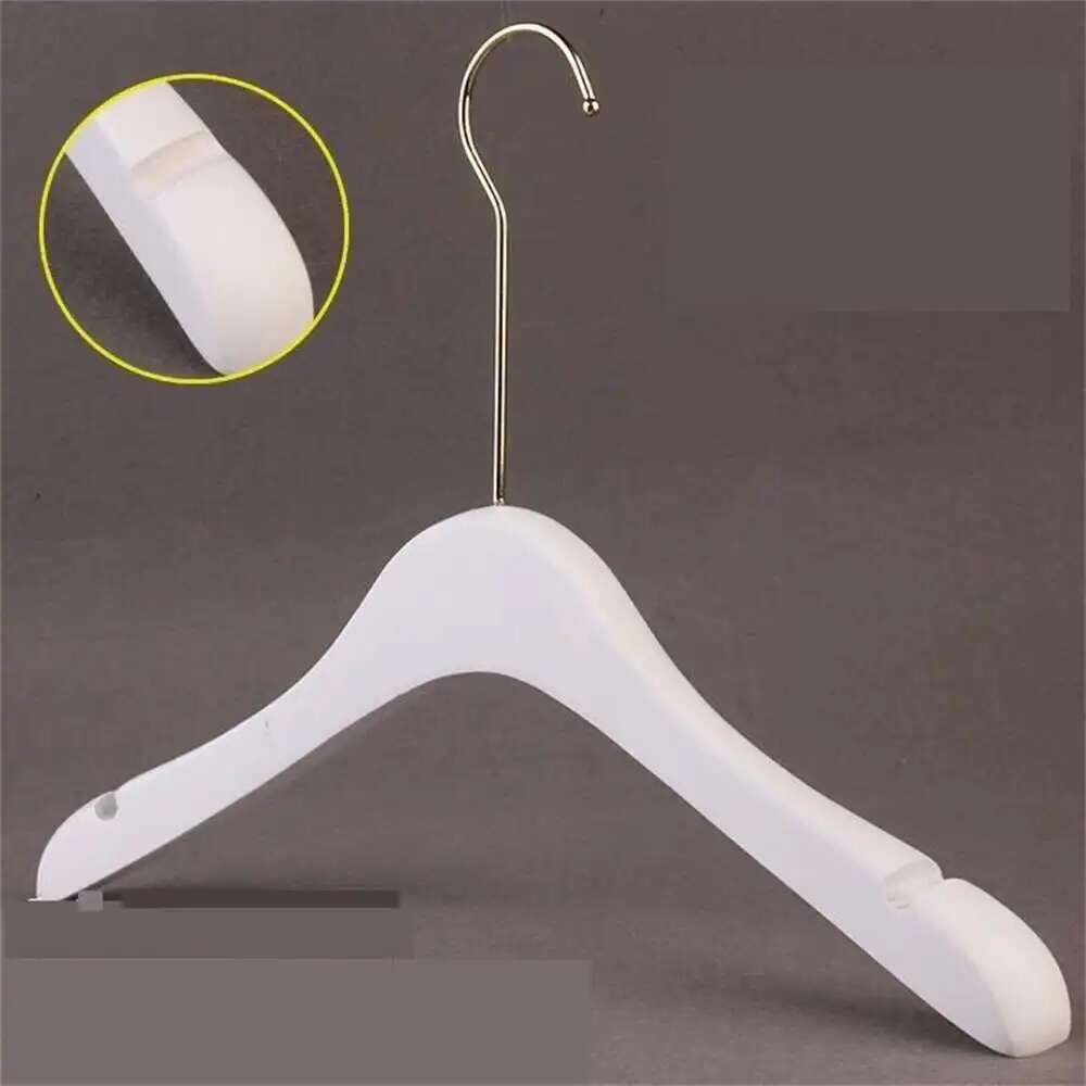 5PCS White Lady Garment Hangers White Wooden Store Chothing Display Hanger Golden Hook Korean Version Custom Logo Engraved