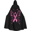 Pink Ribbon Butterfly Breast Cancer Unisex Hooded Cloak Cape for Christmas Halloween Cosplay Costumes
