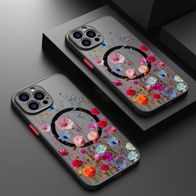 Für iPhone 16 Pro 16E 15 14 Pro Max Plus 13 12 17 11 Pro Max 8 7 Stoßfest Schlank Für Magsafe Magnetisch Acryl Hart Blume Weiche Kanten Transparentes Case