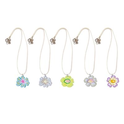 Sweet Flower Pendant Necklace Party Jewelry Fashion Statement Choker Cute Colorful Embossed Charm Collar Necklace