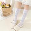 Girls Over The Knee High Socks Retro Stripes Hollow Mesh Cute Bowknot Princess Baby Kids Long Stockings
