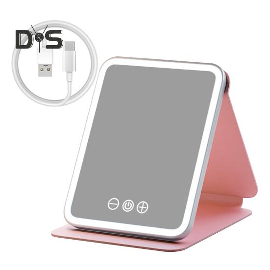 LED-beleuchteter Schminkspiegel, 3 Farbmodi, einstellbar, 2-in-1-Klappkosmetikspiegel, per USB wiederaufladbar, tragbarer Reise-Kosmetikspiegel