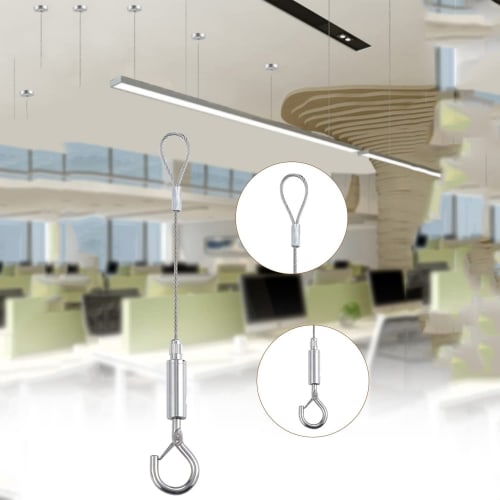 Set of 2 Fall Prevention Wire Hanging Hooks, Picture Rail Wire Hooks, Power Mini Wire, Adjustable Stainless Steel Wire Sling with Hooks, Billboard Sli